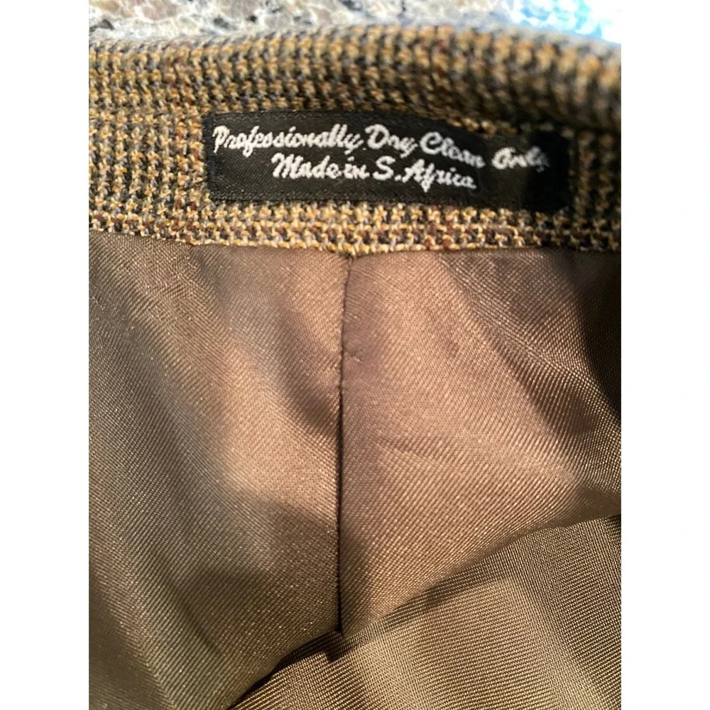 Vintage Cashmere Touch Mens Brown Glen Plaid Two Button Blazer Sport Coat Jacket